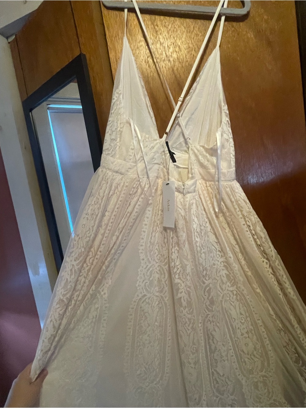 Aakaa Strapless Lace Maxi Dress in Cream - Picture 3 of 7